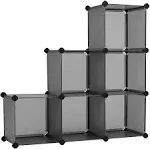 SONGMICS 6 Cube Storage Organizer, DIY Closet Shelf, Plastic Clothes Organizer, Modular Bookcase, 11.8 x 11.8 x 11.8 Inch Cubes, with Feet and Rubber Mallet, Rustic Brown ULPC111A01