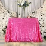 JYFLZQ Fuchsia Sequin Tablecloth 50 x 80 Rectangular Sparkly Drape Table Cloths ...