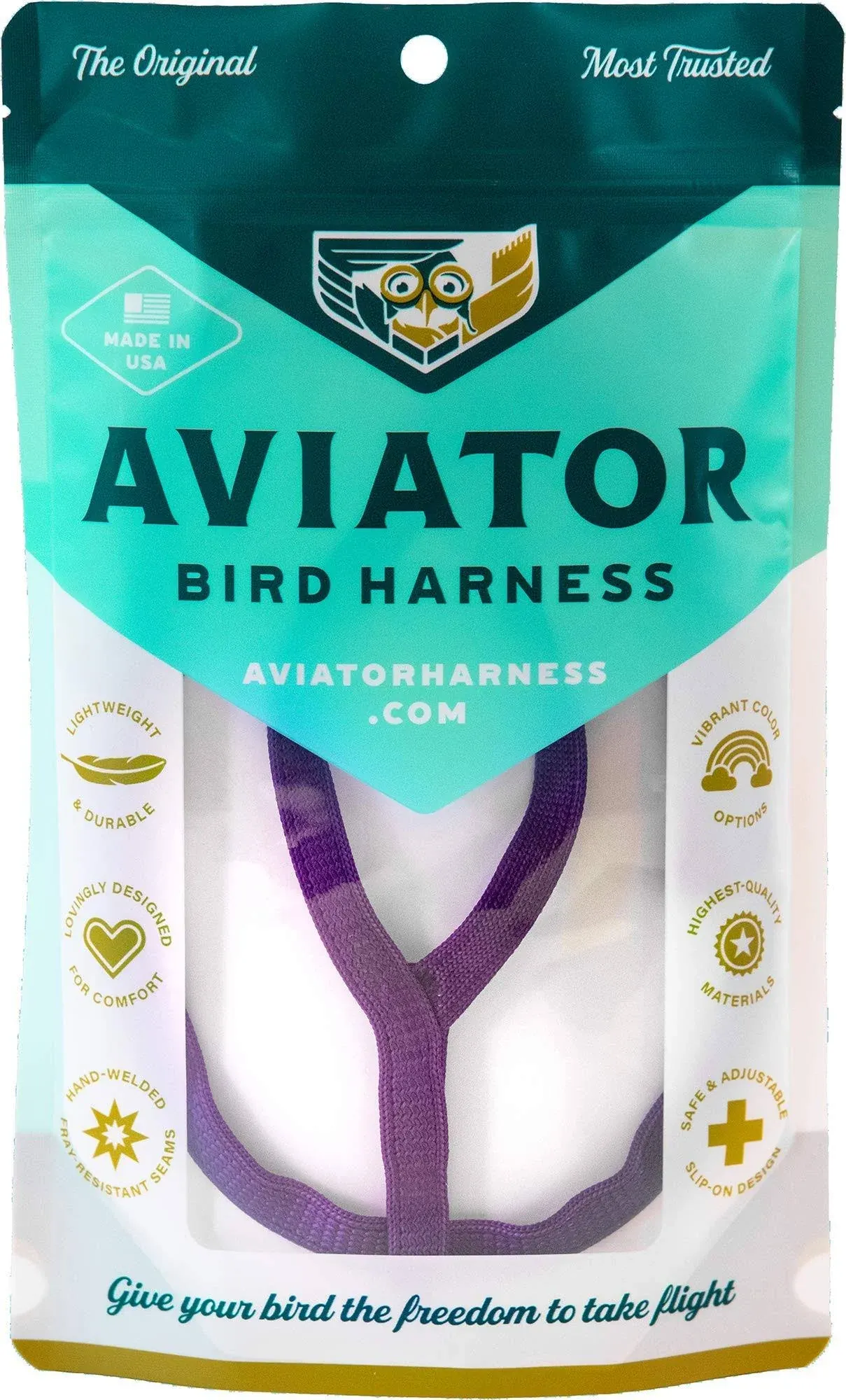 The Aviator Pet Bird Harness and Leash Medium Purple