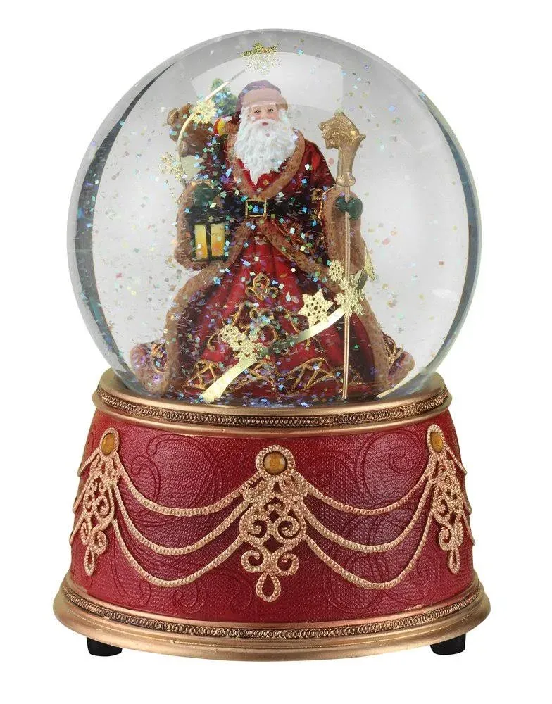 Roman Santa W/Snowflakes Musical We Wish You a Merry Christmas 100Mm Snow Globe