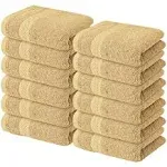 Infinitee Xclusives 12 Pack Premium Sand Soft Wash Cloths and Face Towels, 13x13 100% Cotton, Size: Washcloths - Pack of 12, Beige