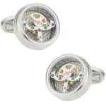 Silver Tourbillon Carbon Fiber Watch Cufflinks Working Steampunk