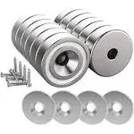 Magnetpro 12 Pieces Neodymium Magnets 25 LB Force, Strong Magnets Size 0.79"*0.28" with Countersunk Hole and Steel Capsule, Pot Magnet with 12 Steel Counterparts