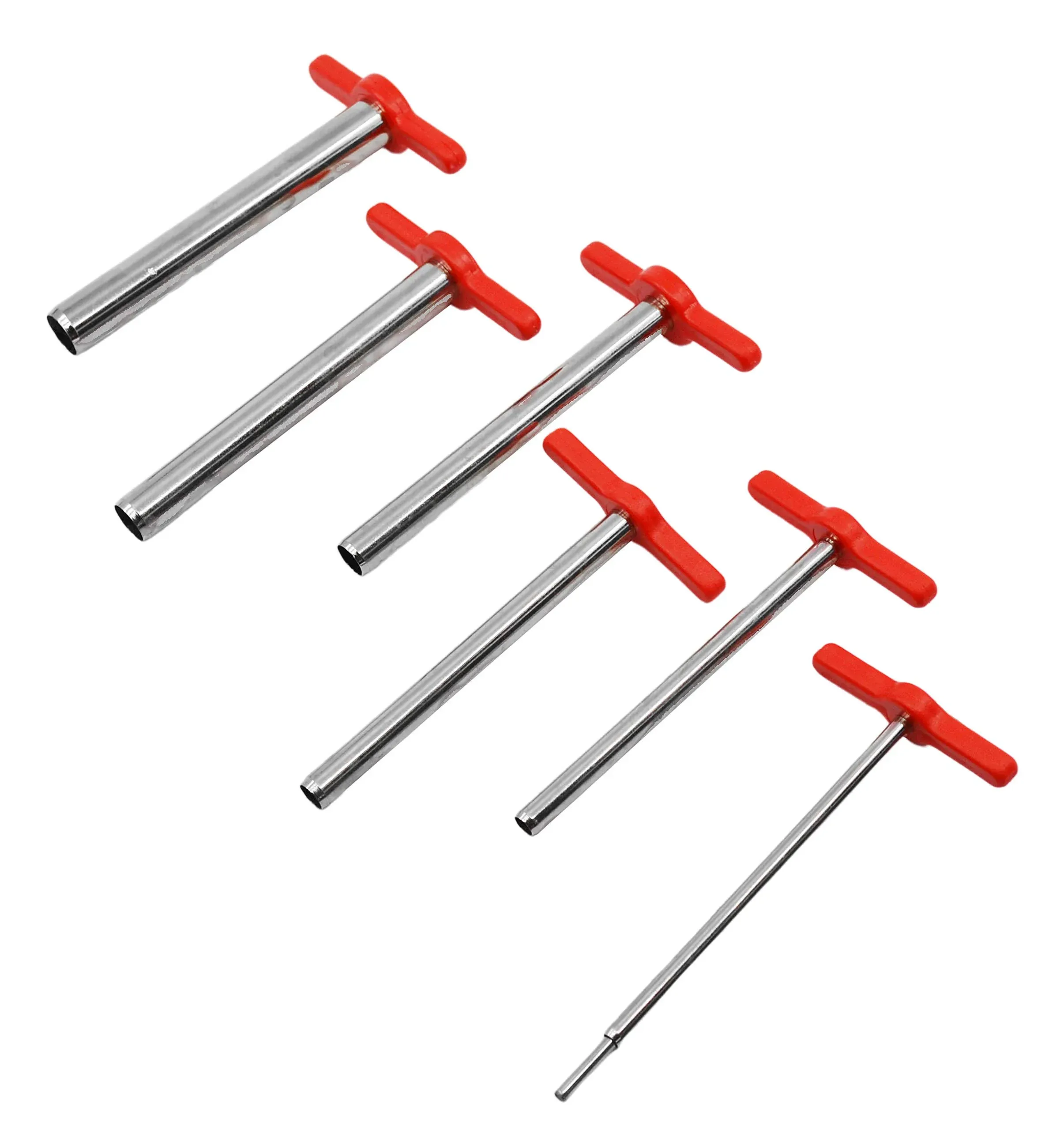 EISCO 7 Piece Cork Borer Set - Includes 6 Cork Borers and One Steel Ram Rod - Nickel-Plated Brass with Plastic Handles - Useful for Both Rubber Stoppers and Corks