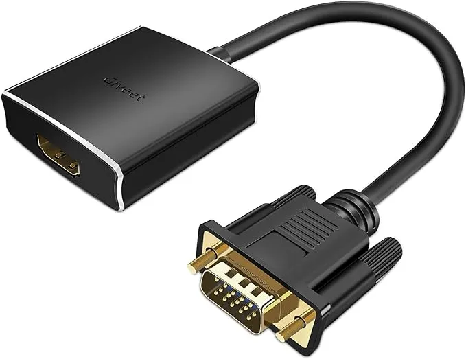 Giveet VGA to HDMI Adapter with Audio, PC VGA Source Output to TV/Monitor with HDMI Connector, 1080P Male VGA to Female HDMI Converter for Computer, Desktop, Laptop, PC, Monitor, Projector, HDTV