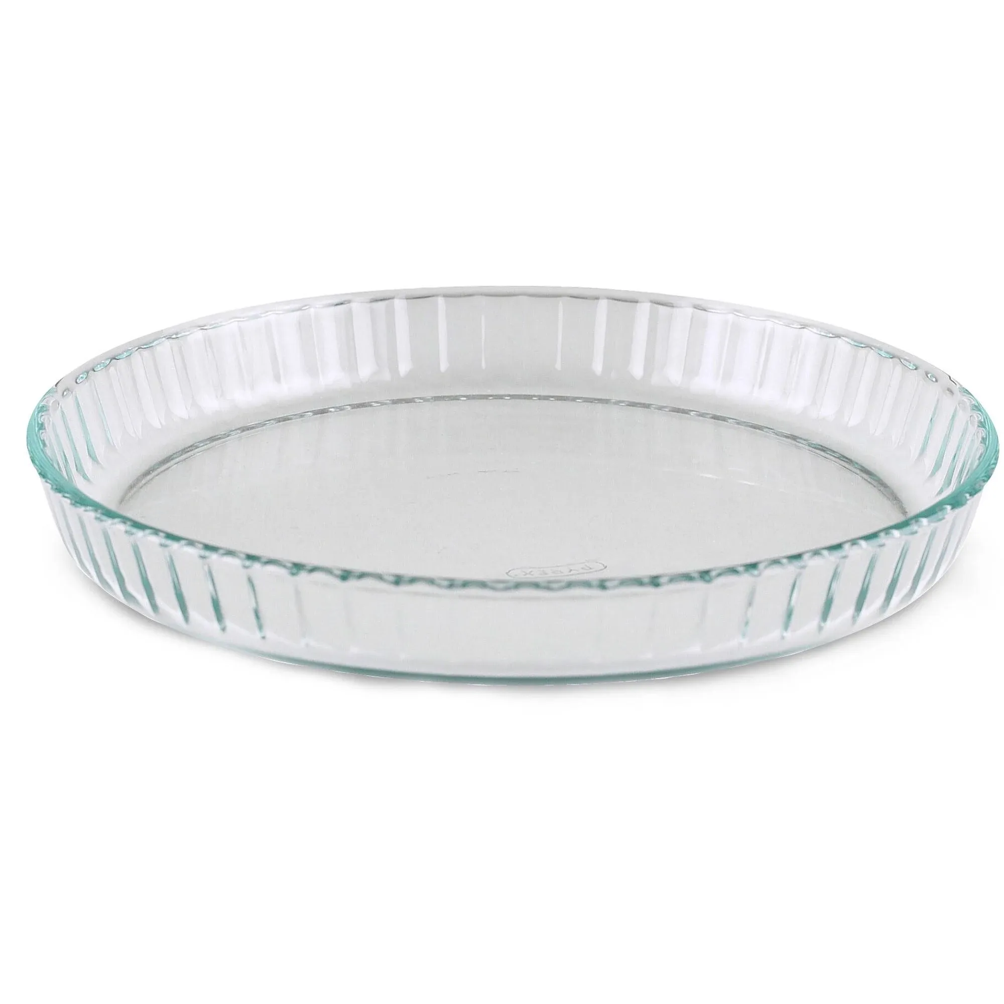 NOS Vintage Pyrex Ribbed Clear Glass Flan Pie Dish 27cm 10&#034; France