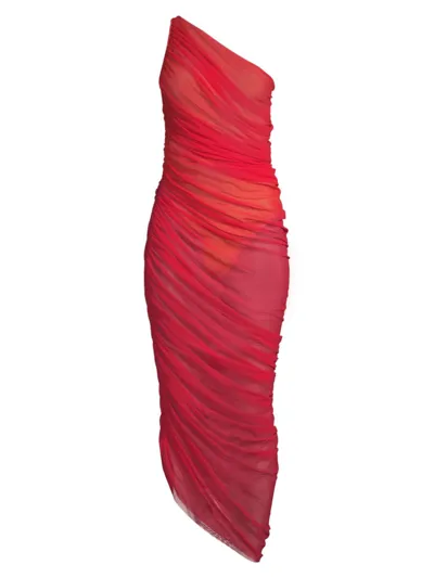 Diana One-shoulder Ruched Stretch-jersey Dress In Red