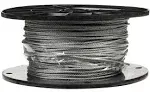 Galvanized Steel Wire Rope on Reel, 7x7 Strand Core, 3/32" Bare OD, 500' Length, 184 lbs Breaking Strength