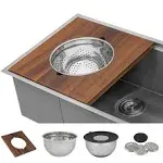 Ruvati Wood Platform with Mixing Bowl and Colander (Complete Set) for Workstation Sinks - RVA1288