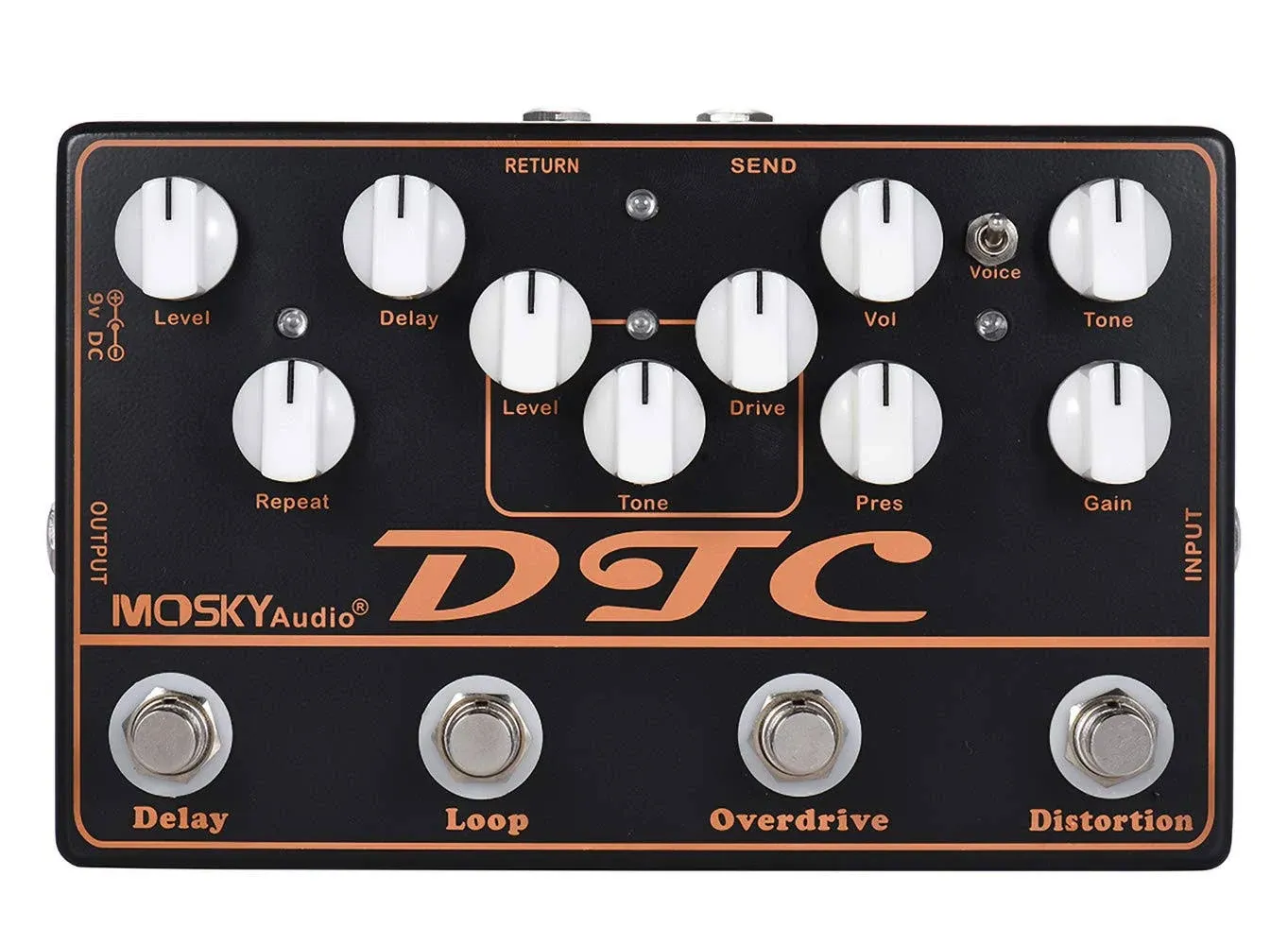 Moskyaudio DTC Multieffects Processor Multi-functional Pedal with Distortion Overdrive Loop Delay Effects in 1 Unit