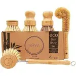 ARYA. Wooden Dish Brush Set | 4 Kitchen Washing Up Brushes &amp; One Replacement | &amp;