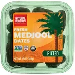 Natural Delights Medjool Dates - Jumbo USDA Certified Organic Pitted Dates Medjool, Non-GMO Verified, Good Source of Fiber, Naturally Sweet Fruit Snack, Perfect for On-the-Go - Organic Medjool Dates Pitted, 12 oz Container