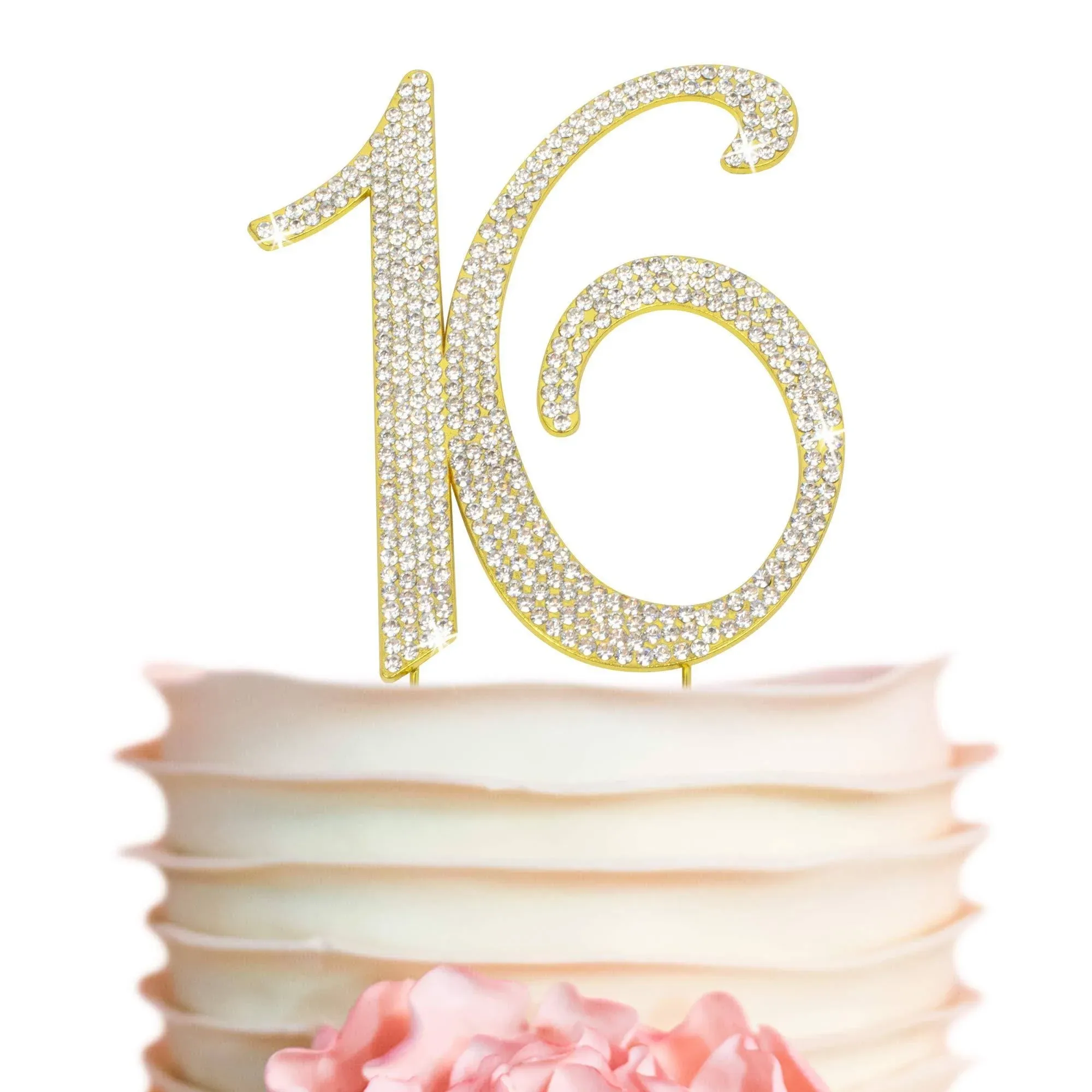 Sweet 16 Gold Birthday Cake Topper Premium