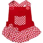 Dolly Parton Doggy Parton Red Gingham Overalls Dress for Dogs Size S Small