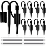 Performore 12 Pack of 5 inch Secure Counter Pens, Black with Plastic Secure Cord Attached to Adhesive Back Base Pen Holder, Reception Pen Includes