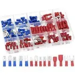 QTATAK 140pcs Assorted Full Insulated U-Type Fork Red/Blue Terminal Set Electrical Wire Cable Crimp Spade Ring Connector Assortment Kit