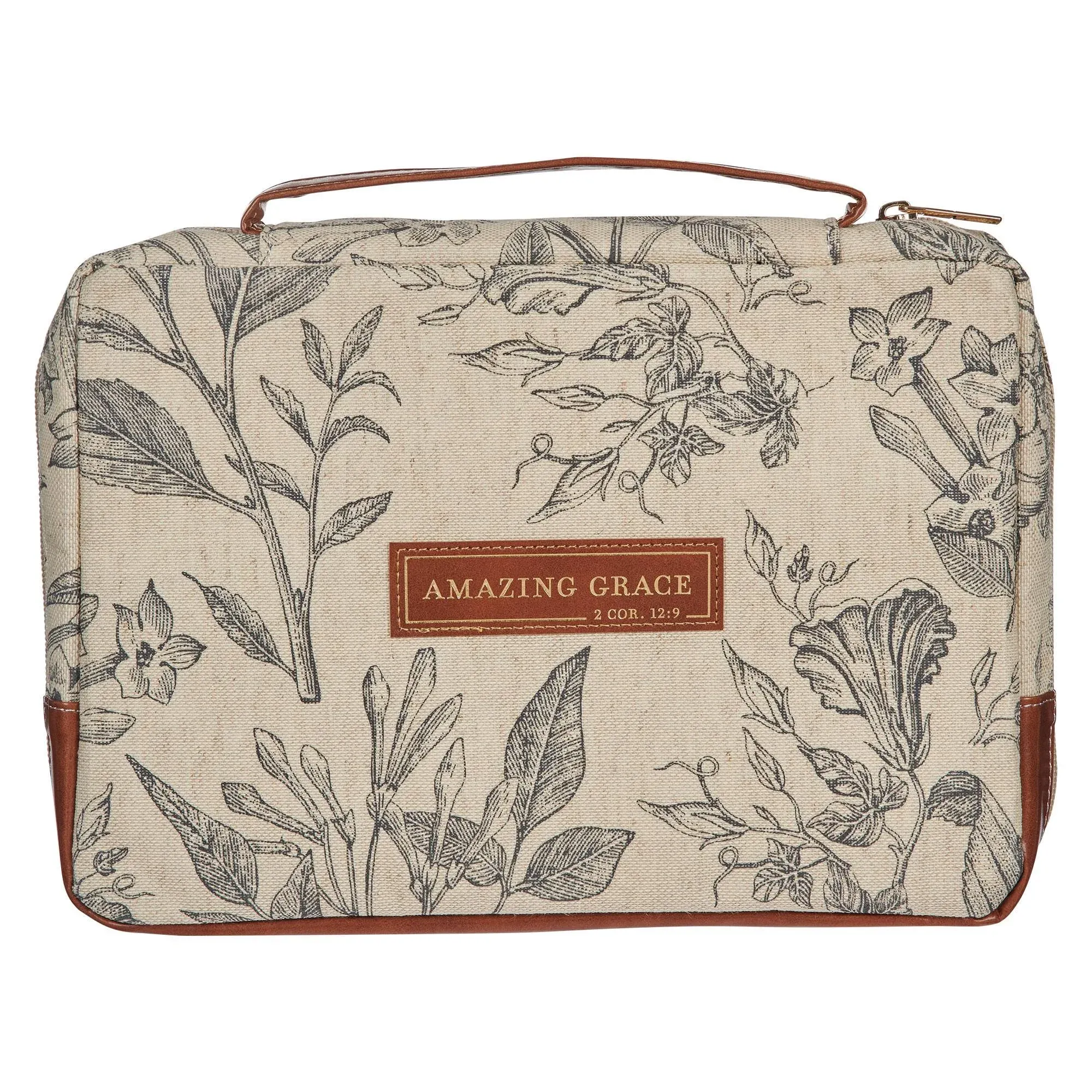 Amazing Grace Natural Canvas Bible Cover Medium Size