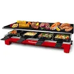 Raclette Table Grill, Techwood Electric Indoor Grill Korean BBQ Grill, Removable 2-in-1 Non-Stick Grill Plate, 1500W Fast Heating with 8 Cheese Melt Pans, Ideal for Parties and Family Fun