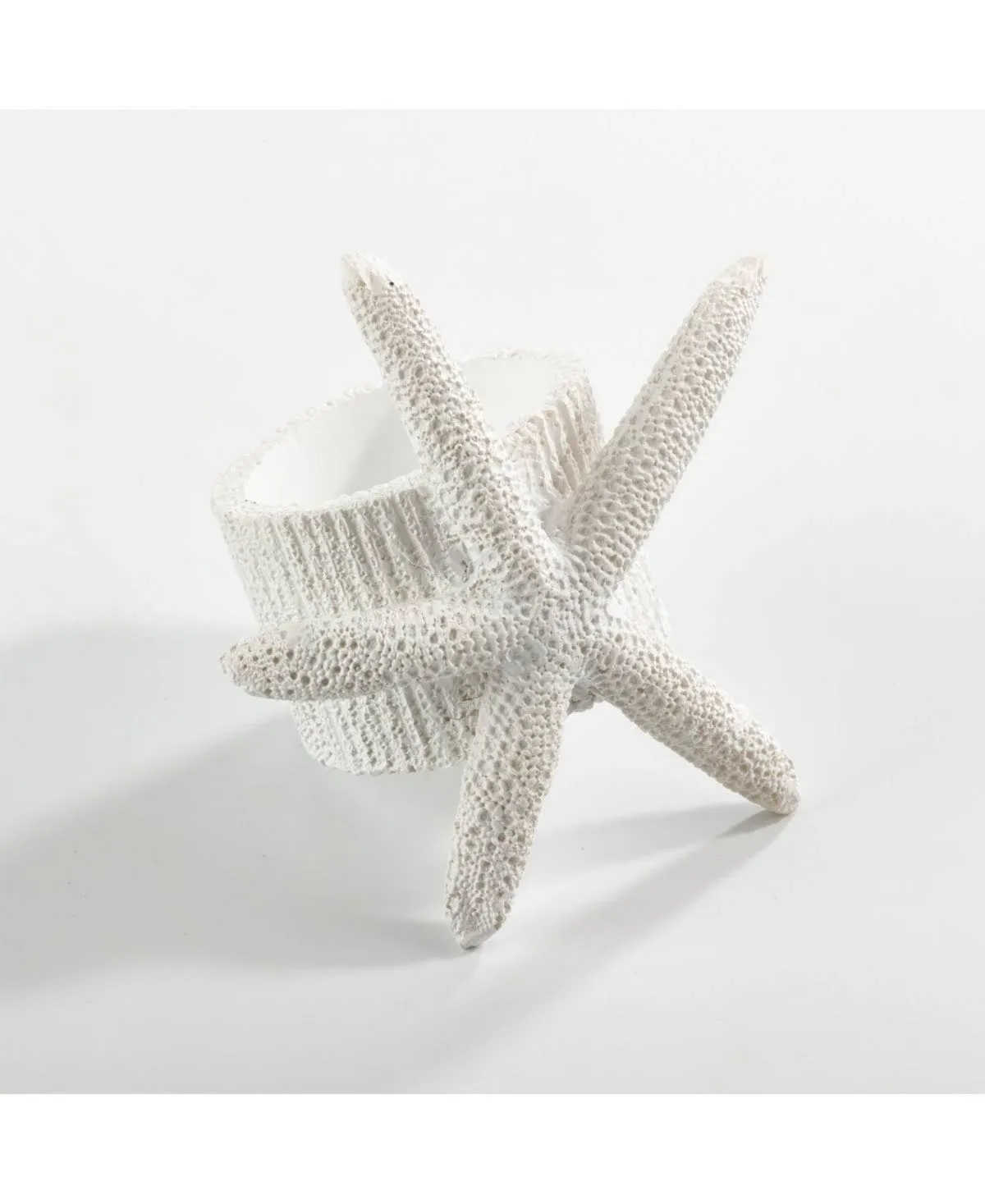 SARO LIFESTYLE Design Starfish Napkin Ring (Set of 4), 1.5", White, (NR079.W)