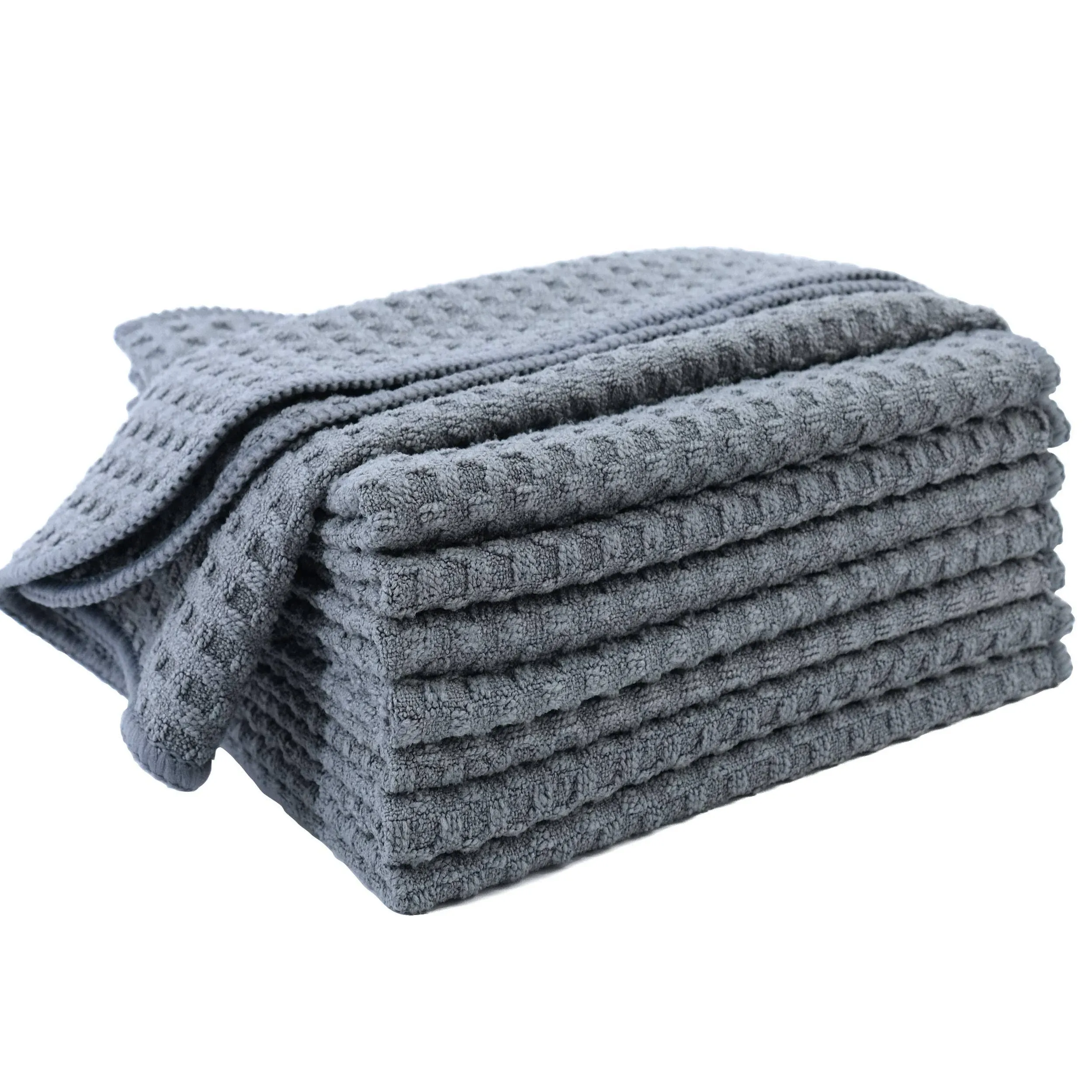 Mainland Textiles LLC POLYTE Ultra Premium Microfibre Kitchen Dish Cloth Waffle Weave, 8 Pack (30x30 cm, Grey)