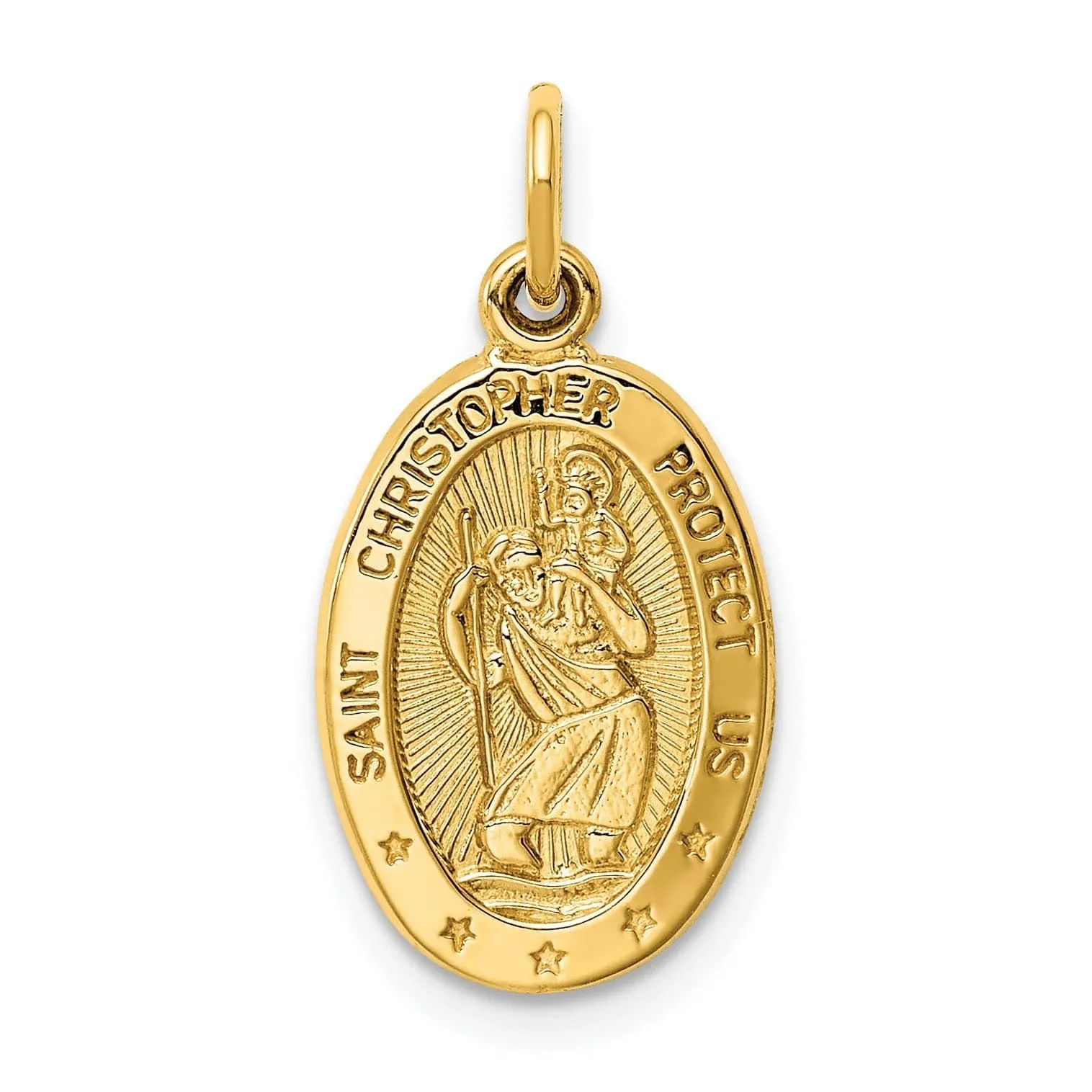 14K Yellow Gold Saint Christopher Medal Charm