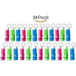 Kicko Mini Flashlight Keychain, 2 Inch - 24 Pack Assorted Colors, Green, Light Blue and Pink - Batteries Included - for Kids, Party Favors, Goody Bag Fillers, Prizes, Pocket Size, Chain for Key