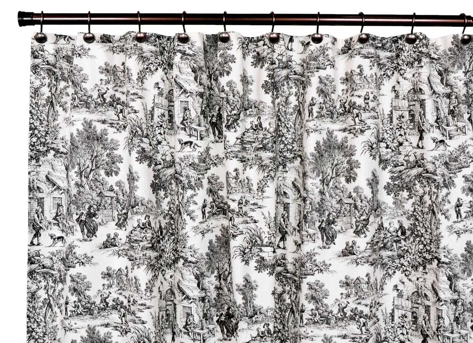 Ellis Curtain Victoria Park Toile 72 in. L Black Shower Curtain 730462799944