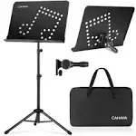 cahaya 2 in 1 Dual Use Sheet Music Stand & Desktop Books Stand Unique Musical Note Patent Design with Carrying Bag Foldable Tripod Portable Sturdy for