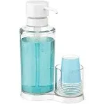 Plastic Mouthwash Dispenser and Cup Holder, 25.8 oz. by mDesign