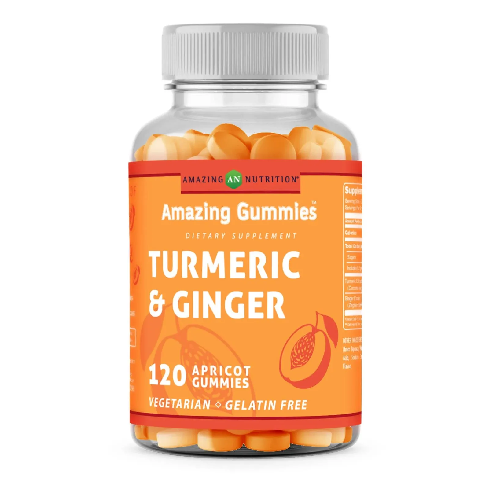 Amazing Gummies Turmeric & Ginger Extract | Apricot Flavor | 120 Gummies