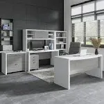 Office by kathy ireland® Echo 60W Hutch, Pure White/Modern Gray