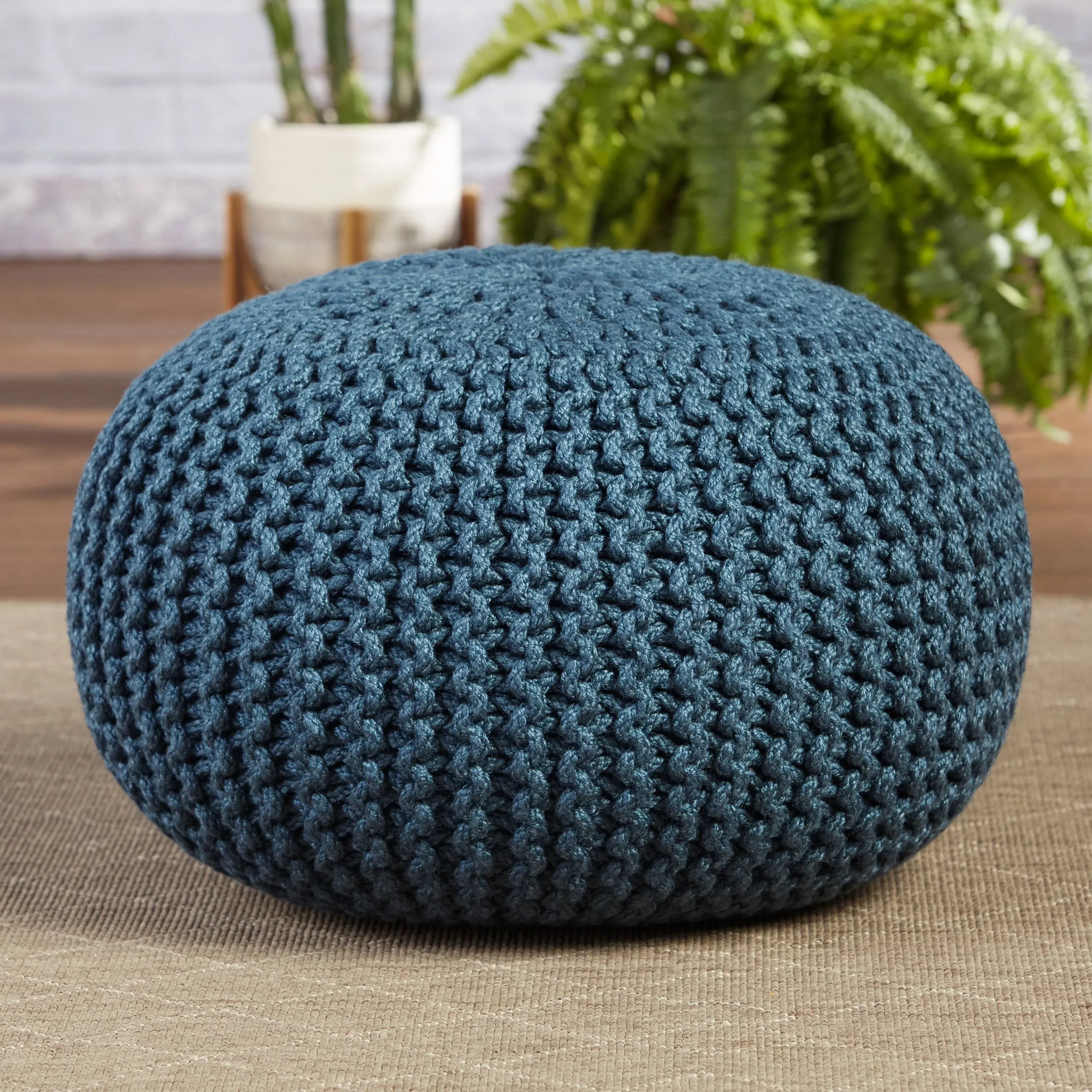 Jaipur Living Asilah Indoor/Outdoor Solid Light Olive Round Pouf, 20"X20"X14", (KAR03)