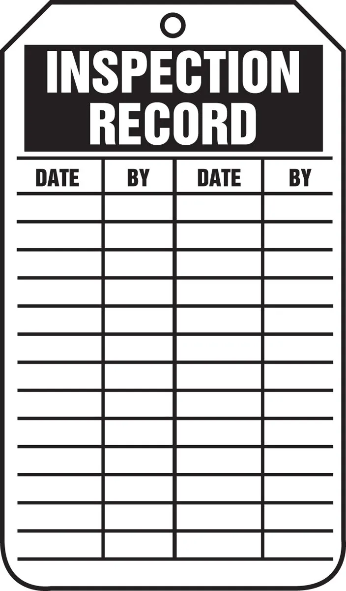 Accuform Inspection Record Tag TRS307CTP