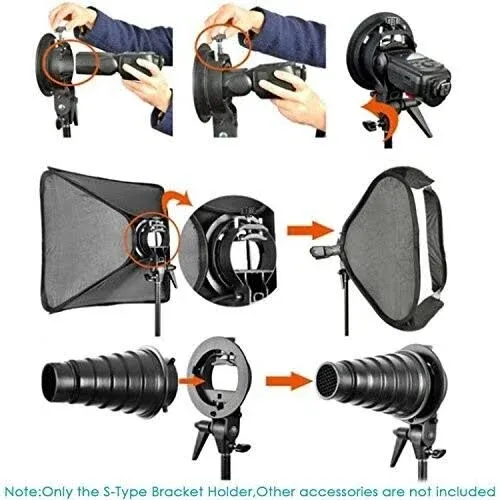 Neewer S-Type Bracket Holder with Bowens Mount for Speedlite Flash Snoot Softbox