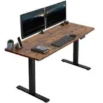 Vivo Electric Standing Desk, Dark Walnut, Black Frame