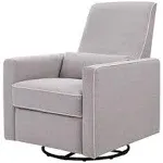 DaVinci Piper Upholstered Recliner and Swivel Glider in Grey with Cream Piping, Greenguard Gold & CertiPUR-US Certified