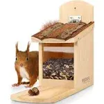 Wildlife Friend - Squirrel Feeding House Made of Solid Wood with Bark Roof ...