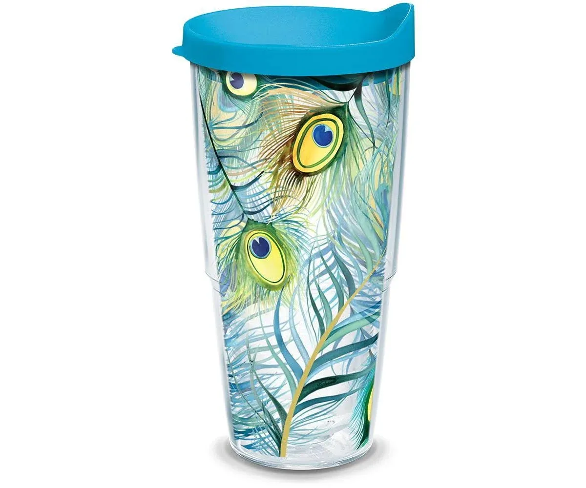 Peacock Feathers Tervis 24 oz Insulated Tumbler Cup BPA Free Made in USA