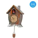 Snowy Cabin Singing Cardinal Sound Cuckoo Clock