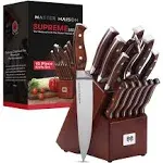 15-Piece Premium Kitchen Knife Set With Block | German Stainless Steel Knives...