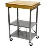 Origami Foldable Steel Kitchen Cart with Wood Butcher Block Top - Silver