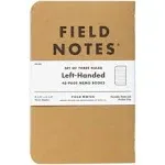 Field Notes: Original Kraft 3-Pack - Left-Handed - Ruled Paper Memo Books - Lined 48 Page Pocket Notebooks - 3.5" x 5.5"