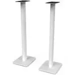 Kanto SP32PLW Universal Speaker Floor Stands for Bookshelf Speakers | 32" Tall | Two Sizes Rotating Top Plate w/Foam Padding | Carpet & Hardwood Feet | Hidden Cables | ¼”-20 Mounting | Pair | White