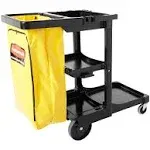 Rubbermaid Commercial Utility Cart with Zippered Yellow Bag and Deluxe Carry Caddy (FG617388BLA & FG315488BLA)