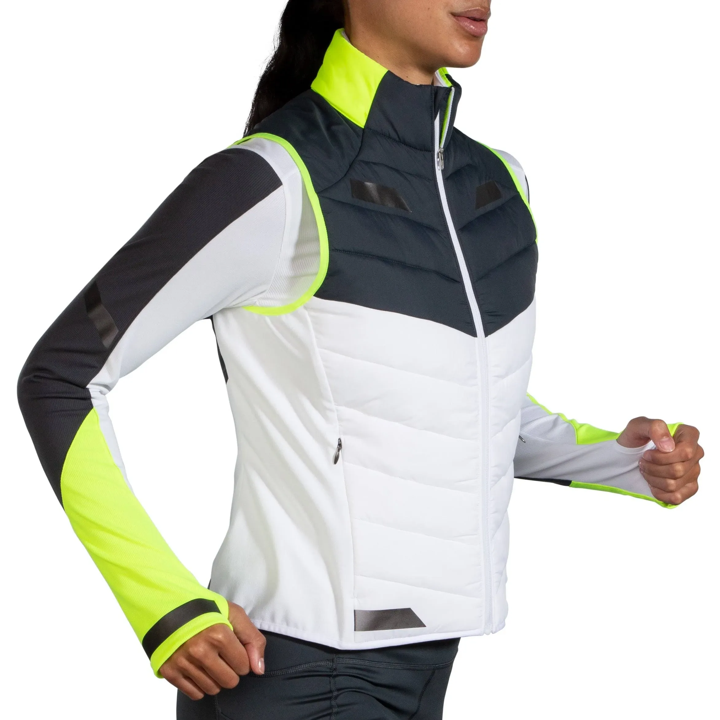 Women's Run Visible Insulated Vest (134 - White/Asphalt/Nightlife)