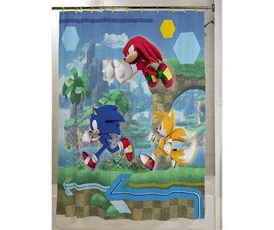 Franco Sonic Anime 13 Piece Shower Curtain and Ring Set, (100% Officially Licensed Product)