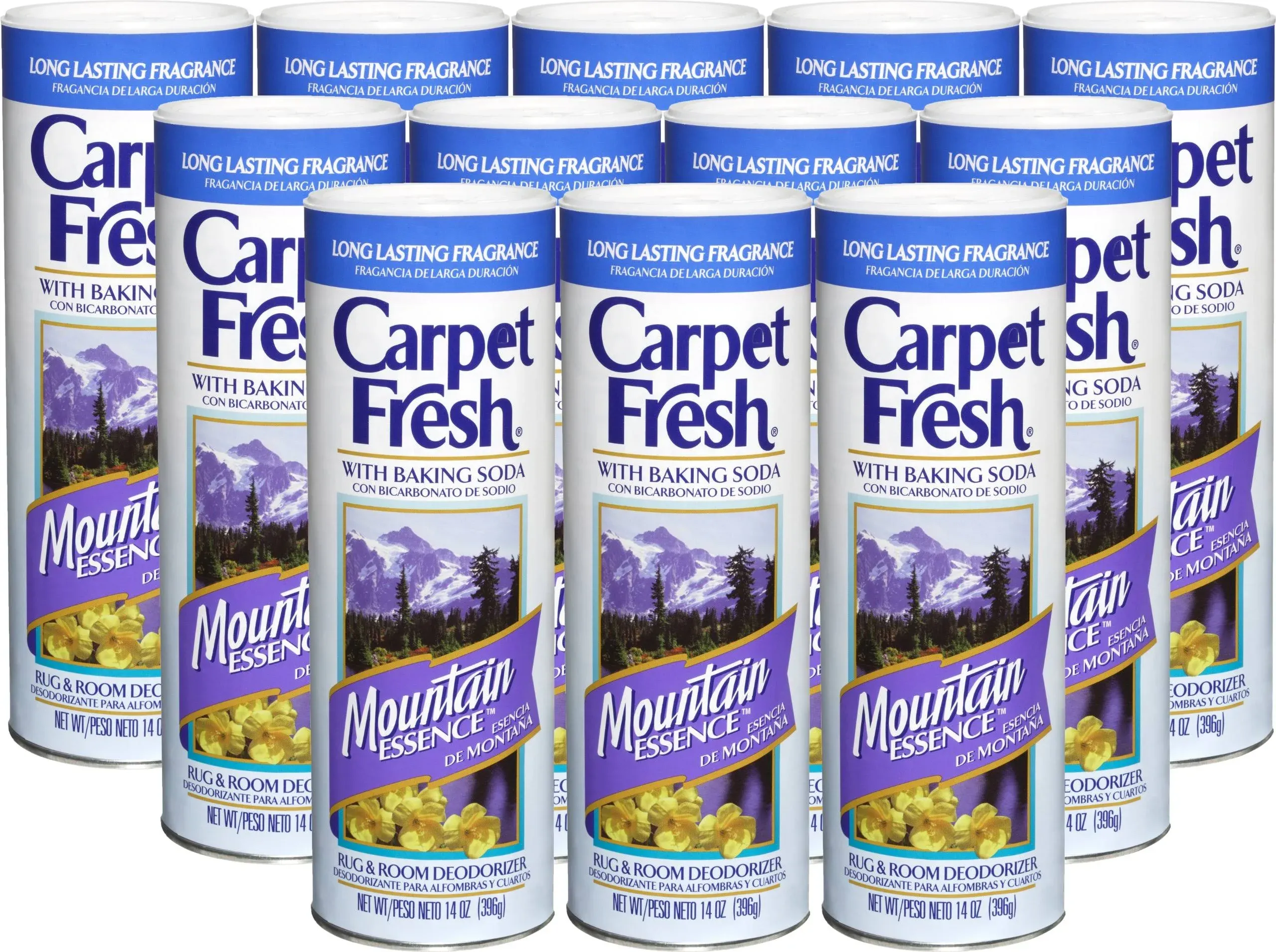 Carpet Fresh Rug and Room Deodorizer with Baking Soda, Mountain Essence Fragrance, 14 OZ [12-Pack]