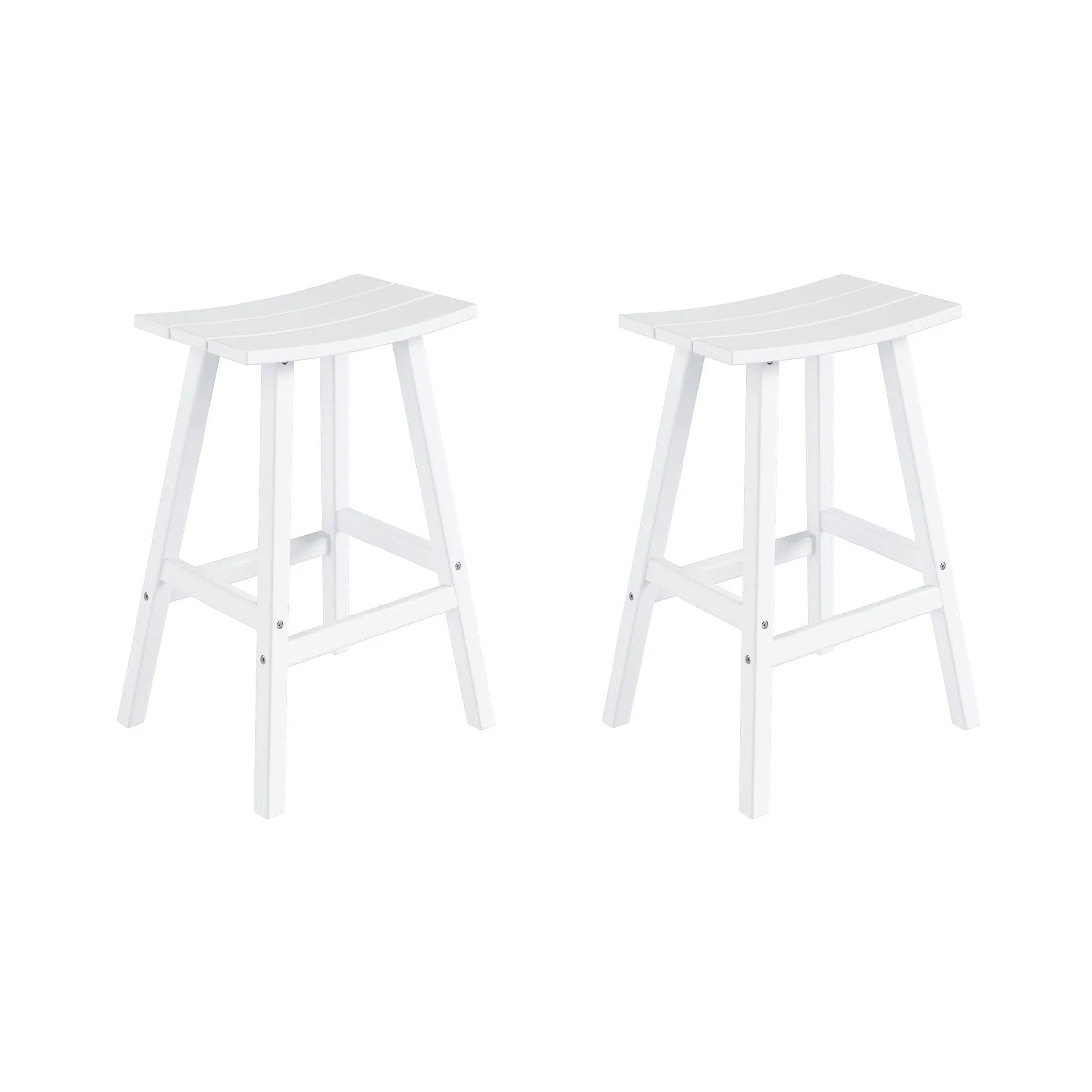 WestinTrends Malibu 29 Inch Outdoor White Bar Stools Set of 2, All Weather Resistant Poly Lumber Adirondack Bar Height Stools