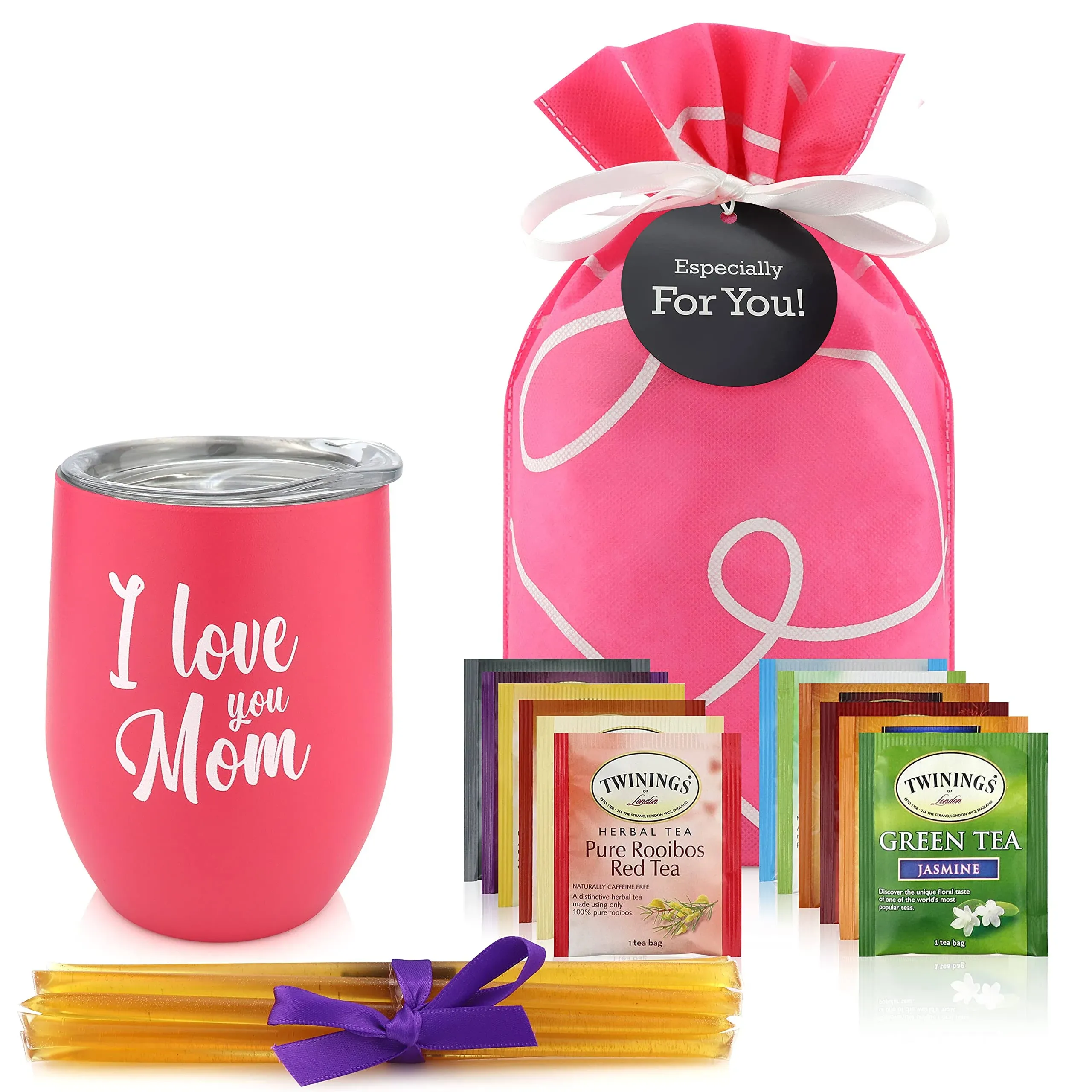 Gifts For Mom - Mom Gifts Tea Set, Gift Basket For Women, Birthday Gifts For Women, Mom Birthday Gifts or Mothers Day Gifts in Beautiful Gift Box includes Tea Cup, 12 Tea Bags & All Natural Honey