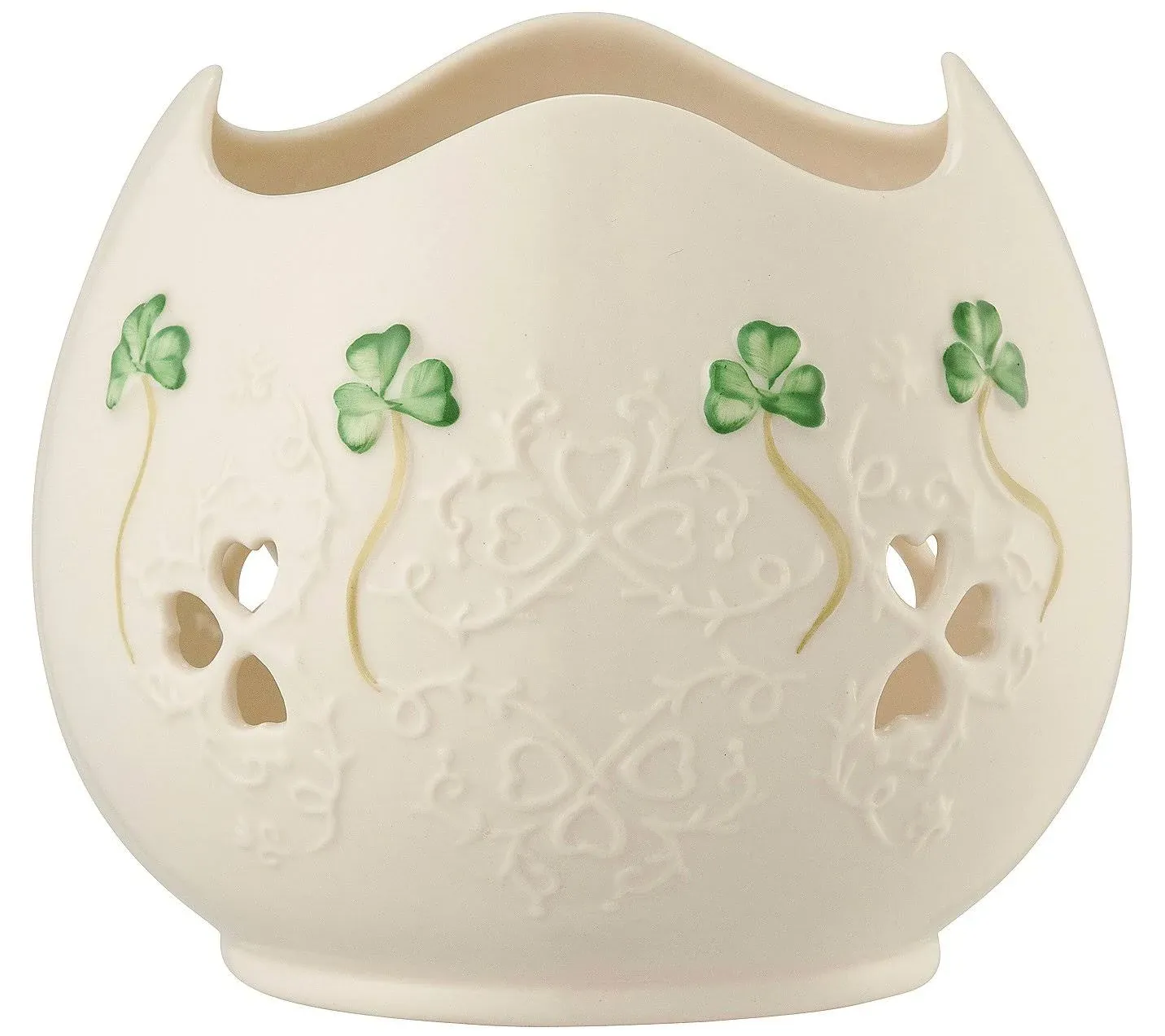 Belleek Shamrock Lace Pierced Votive